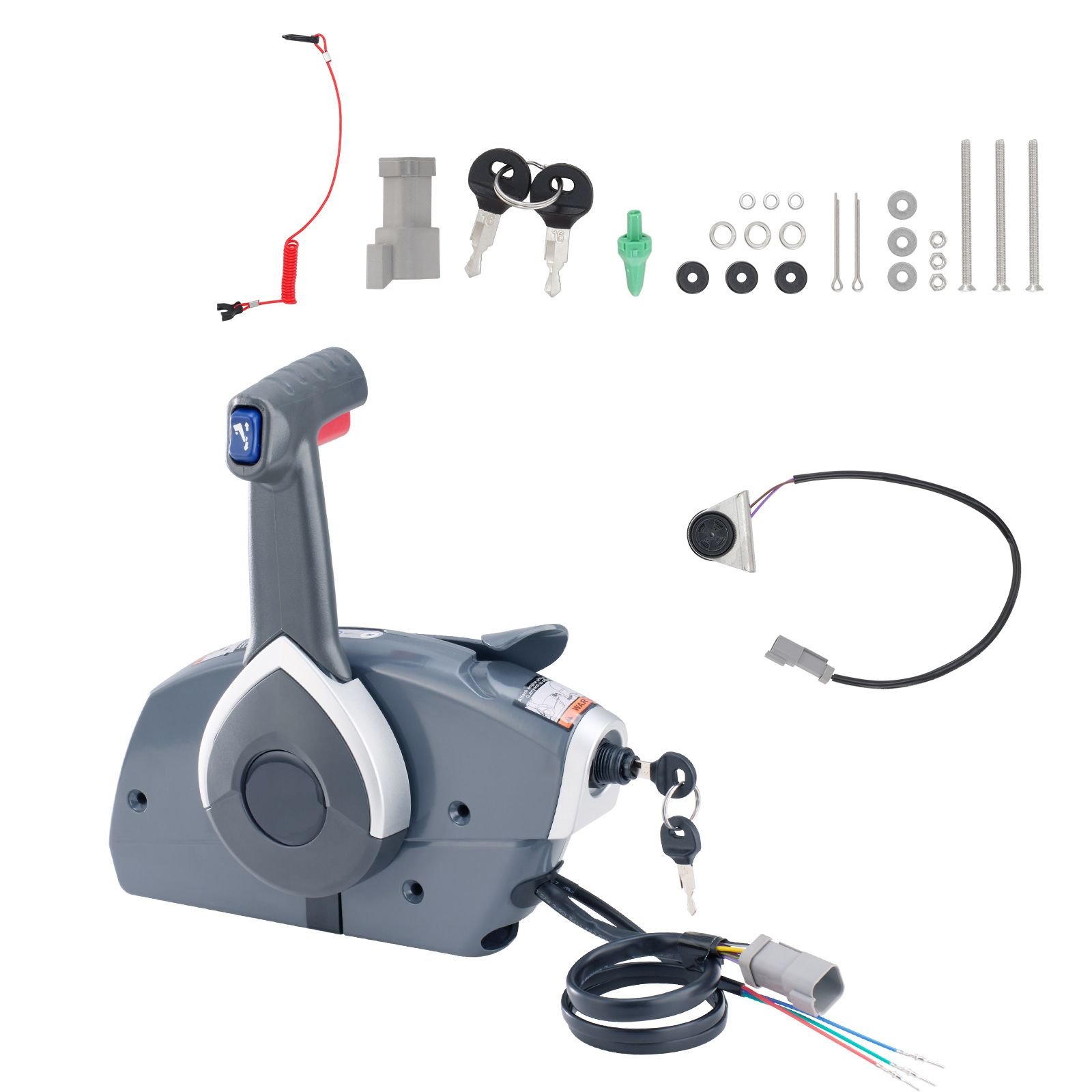 boat throttle control, 5006180 side mounted outboard remote control box for evinrude johnson, marine throttle control box with power trim switch and lanyard