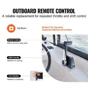 boat throttle control, 704 48205 p1 top mounted outboard remote control box for yamaha 4 stroke, marine throttle control box with power trim switch and 4.6 ft harness with 5 pin connector