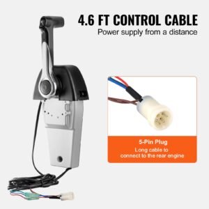 boat throttle control, 704 48205 p1 top mounted outboard remote control box for yamaha 4 stroke, marine throttle control box with power trim switch and 4.6 ft harness with 5 pin connector