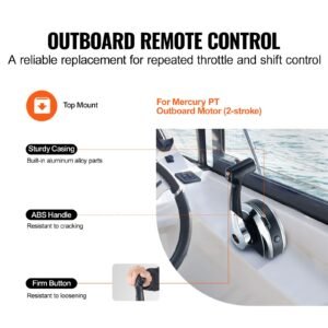 boat throttle control, 8m0059686 top mounted outboard remote control box for mercury pt 2 stroke, marine throttle control gear box with power trim switch
