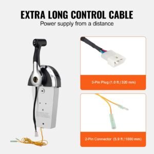 boat throttle control, 8m0059686 top mounted outboard remote control box for mercury pt 2 stroke, marine throttle control gear box with power trim switch
