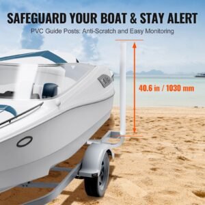 boat trailer guide, 48″ adjustable design trailer guide poles, 2pcs high hardness steel trailer guide ons, trailer guides with pvc pipes, for ski boat, fishing boat or sailboat trailer