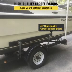 boat trailer guide ons, 2 pcs rustproof steel trailer guide ons, trailer guides with carpet padded boards, mounting parts included, for ski boat, fishing boat or sailboat trailer