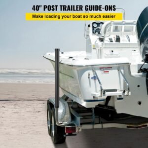 boat trailer guide ons, 40", 2pcs rustproof galvanized steel trailer guide ons, trailer guides with black pvc pipes, mounting parts included, for ski boat, fishing boat or sailboat trailer