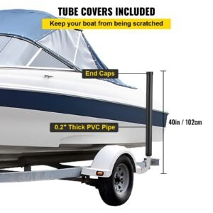 boat trailer guide ons, 40", 2pcs rustproof galvanized steel trailer guide ons, trailer guides with black pvc pipes, mounting parts included, for ski boat, fishing boat or sailboat trailer