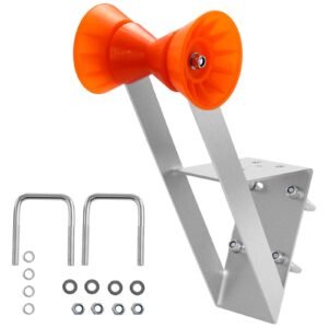Boat Trailer Winch Stand, 2 to 3-inch Winch Posts, Boat Trailer Winch Seat with TPU Orange Roller & U-Bolts, Suitable for Jet Ski, Sailboat, Fishing Boat, Speedboat (Galvanized), Silver