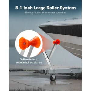 boat trailer winch stand, 2 to 3 inch winch posts, boat trailer winch seat with tpu orange roller & u bolts, suitable for jet ski, sailboat, fishing boat, speedboat (galvanized), silver