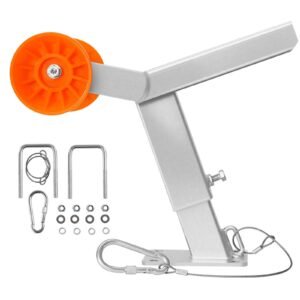 Boat Trailer Winch Stand with Roller, Adjustable Height 14.3-21.6 Inches, Boat Winch Mount with U-Bolts for 2-3 Inches W x 3-4 Inches H Trailer Tongue, Fit for Jet Ski, Sailboat, Speedboat