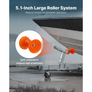 boat trailer winch stand with roller, adjustable height 14.3 21.6 inches, boat winch mount with u bolts for 2 3 inches w x 3 4 inches h trailer tongue, fit for jet ski, sailboat, speedboat