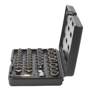 bolt extractor set, 29 piece bolt and nut remover set, 6mm to 10mm, 13/32" to 3/4", cr mo steel extraction socket set with storage case, for removing damaged rusted bolts, nuts and screws