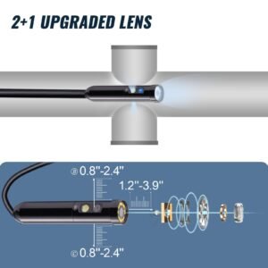 borescope camera, triple lens endoscope camera with light, 4.5" screen 1080p inspection camera with 10 led light, ip67 waterproof drain snake camera for auto, plumbing (16.5ft cable, 32gb card)