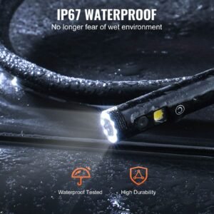 borescope triple lens endoscope camera with light, 4.3" ips screen inspection camera with 8 + 2 lights, ip67 waterproof snake scope camera for automotive, plumbing (16.4ft cable, 32gb card)
