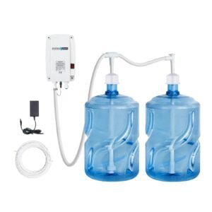 bottled water dispenser pump system, 2x5 gallon dispensing system, automatic electric water dispenser, double pipe water jug pump, compatible use with coffee/tea machine, refrigerator, ice maker