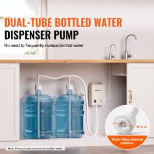 bottled water dispenser pump system, 2x5 gallon dispensing system, automatic electric water dispenser, double pipe water jug pump, compatible use with coffee/tea machine, refrigerator, ice maker