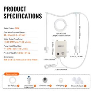 bottled water dispenser pump system, 2x5 gallon dispensing system, automatic electric water dispenser, double pipe water jug pump, compatible use with coffee/tea machine, refrigerator, ice maker