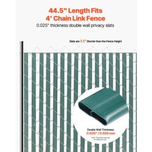 bottom locking privacy slats, double wall vertical bottom locking slats for chain link fence, high density hdpe chain link slats ideally fit 4' high fence for garden, farm, sports field(green)