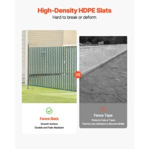 bottom locking privacy slats, double wall vertical bottom locking slats for chain link fence, high density hdpe chain link slats ideally fit 4' high fence for garden, farm, sports field(green)
