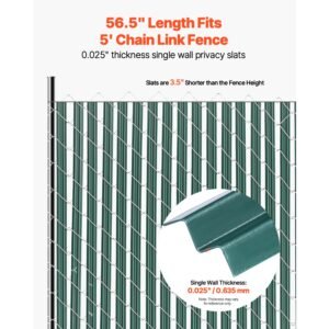 bottom locking privacy slats, single wall vertical bottom locking slats for chain link fence, high density hdpe chain link slats ideally fit 5' high fence for garden, farm, sports field(green)