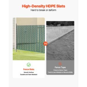 bottom locking privacy slats, single wall vertical bottom locking slats for chain link fence, high density hdpe chain link slats ideally fit 5' high fence for garden, farm, sports field(green)