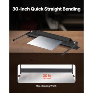 box and pan brake, 30 in sheet metal bending brake, 18 gauge capacity, 0 135 degree adjustable, metal bender machine, no wobbling, heavy duty aluminum folder for precise batch bending
