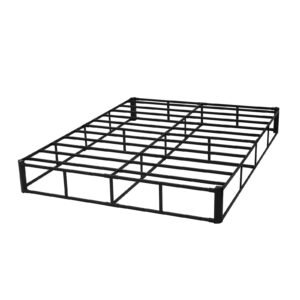box spring, queen size bed frame with washable fabric cloth, heavy duty metal frame for queen bed, 9 in mattress foundation, 3500 lbs max weight capacity, easy assembly, 79.1l x 59.6w x 9.1h in