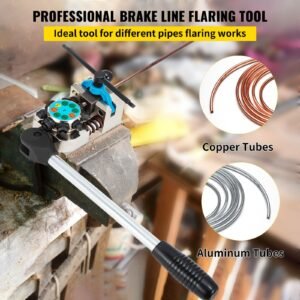brake line flaring tool, 45 degree single, double, and bubble flares for 3/16", 1/4", 5/16" and 3/8" tube size, suitable for soft metal of copper lines
