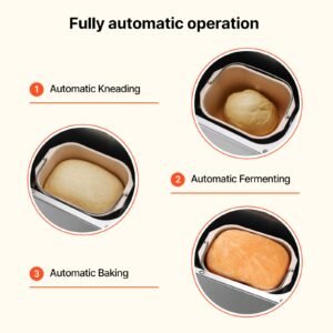 bread maker, 19 in 1 2lb dough machine, nonstick ceramic pan automatic breadmaker with gluten free setting, whole wheat bread making, digital, programmable, 3 loaf sizes, 3 crust colors