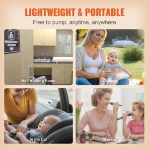 breast pump, double electric breast pumps, 4 modes & 16 levels, 300mmhg strong suction, 2800mah rechargeable anti backflow breastfeeding pump with led display, 18/21mm inserts, 24/28mm flanges
