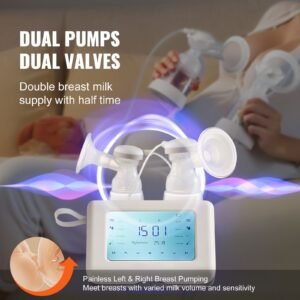 breast pump, single/double adjustable electric breast pumps, 4 modes & 9/15 levels, reciprocating piston pumps, 4000mah anti backflow breastfeeding pump with 300mmhg high suction, 18/22mm flange
