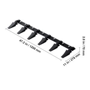 bucket tooth bar, 48'', heavy duty tractor bucket 6 teeth bar for loader tractor skidsteer, 4560 lbs load bearing capacity bolt on design, for efficient soil excavation and bucket protection