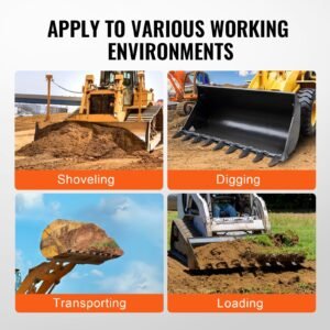 bucket tooth bar, 72'', heavy duty tractor bucket 9 teeth bar for loader tractor skidsteer, 4560 lbs load bearing capacity bolt on design, for efficient soil excavation and bucket protection