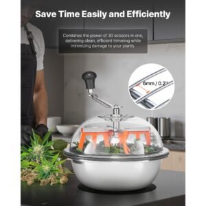 bud leaf bowl trimmer, 13 in manual bud trimmer, with sharp stainless steel blades, visual cutting, wet & dry hydroponic cutting machine, twisted spin cut for plants leaves buds flowers