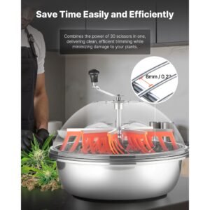 bud leaf bowl trimmer, 24 in manual bud trimmer, with sharp stainless steel blades, visual cutting, wet & dry hydroponic cutting machine, twisted spin cut for plants leaves buds flowers