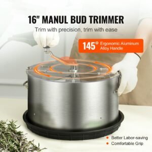 bud leaf trimmer, 16 inch stainless steel manual bud trimmer machine, with clear pet cover for visual cutting, hand pruners included, for cutting leaves, buds, flowers, hydroponic plants