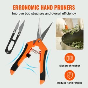 bud leaf trimmer, 16 inch stainless steel manual bud trimmer machine, with clear pet cover for visual cutting, hand pruners included, for cutting leaves, buds, flowers, hydroponic plants