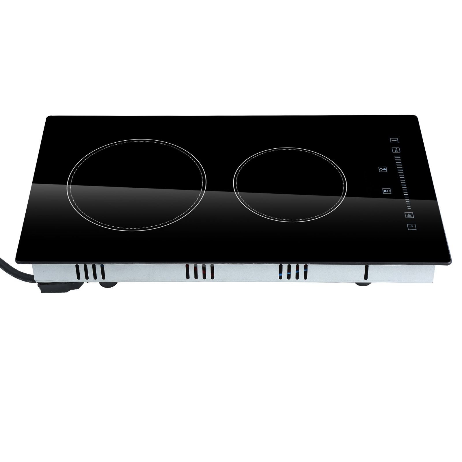 built in electric stove top, 20 x 11.6 inch 2 burners, 240v glass radiant cooktop with sensor touch control, timer & child lock included, 9 power levels for simmer steam slow cook fry
