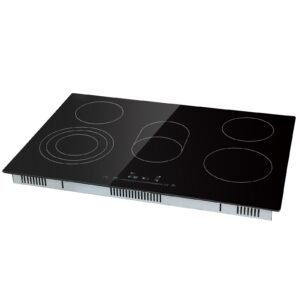 built in electric stove top, 30.3 x 20.5 inch 5 burners, 240v glass radiant cooktop with sensor touch control, timer & child lock included, 9 power levels for simmer steam slow cook fry