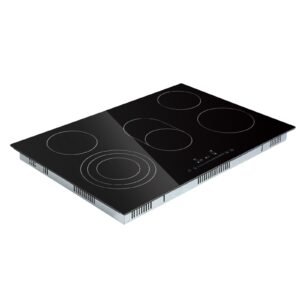 built in electric stove top, 30.3 x 20.5 inch 5 burners, 240v glass radiant cooktop with sensor touch control, timer & child lock included, 9 power levels for simmer steam slow cook fry