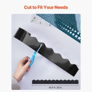 bulletin board border, 65.6 feet rolled border trim, scalloped bulletin board paper with wavy line design, classroom border for bulletin board, school, classroom, and locker decoration, black