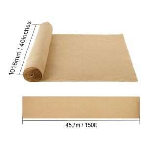 burlap fabric roll, 40' x 150 ft & 50 x 50 high density wide natural burlap fabric rolls, jute fabric burlap tree wrap roll, for decor, crafts, wedding, gardening, plant & tree winter covering