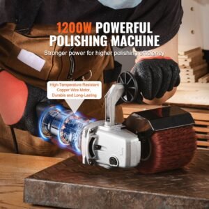 burnishing polishing machine, 1200w 6 variable speed surface conditioning tool, handheld electric metal burnishing machine with 4 fiber polishing wheels for stainless steel, non ferrous metals