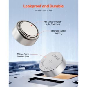 button cell battery, 4 pack (40 count) lr44 alkaline batteries non mercury, ag13 357 303 sr44 battery 1.5v button coin cell batteries for remote controls, heart rate monitors, and other devices