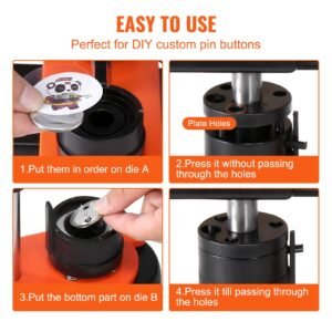 button maker, 1.25 inch/32mm pin maker with 500pcs button parts, ergonomic arc handle punch press kit, button maker machine with panda magic book, for children diy gifts and christmas
