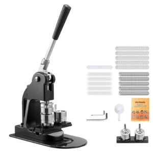 Button Maker Machine, 1 in, Pin Maker Machine with 500pcs Button Parts, Circle Cutter, Hex Wrenches and Magic Book, Ergonomic Handle, for DIY Badges, Personalized Pins and Key Chains, Black