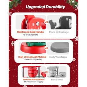 button maker machine, 2.28 in, plastic pin maker with 100pcs button parts, circle cutter and hex wrenches, reinforced ergonomic handle, for diy badges, personalized pins and key chains, red