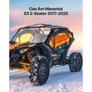 cab enclosure upper doors, compatible with can am maverick x3 2 seater 2017 2025, soft upper doors, windproof upgraded zipper utv soft side window kit, work with side mirrors and windshields