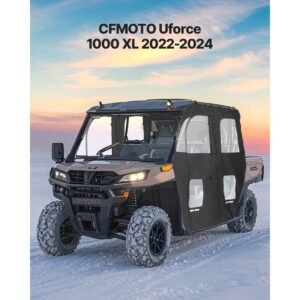 cab enclosure upper doors, compatible with cfmoto uforce 1000 xl 2022 2024, soft upper doors, windproof waterproof upgraded zipper utv soft side window kit, fit with side mirrors and windshields