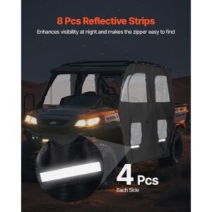 cab enclosure upper doors, compatible with cfmoto uforce 1000 xl 2022 2024, soft upper doors, windproof waterproof upgraded zipper utv soft side window kit, fit with side mirrors and windshields