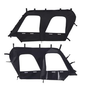 Cab Enclosure Upper Doors, Compatible with Kawasaki Teryx4 2012-2022, Soft Upper Doors, Windproof & Waterproof Upgraded Zipper UTV Soft Side Window Kit, Work with Roof and Partial Windshields