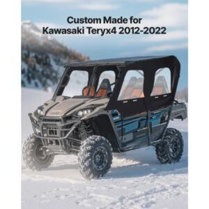 cab enclosure upper doors, compatible with kawasaki teryx4 2012 2022, soft upper doors, windproof & waterproof upgraded zipper utv soft side window kit, work with roof and partial windshields
